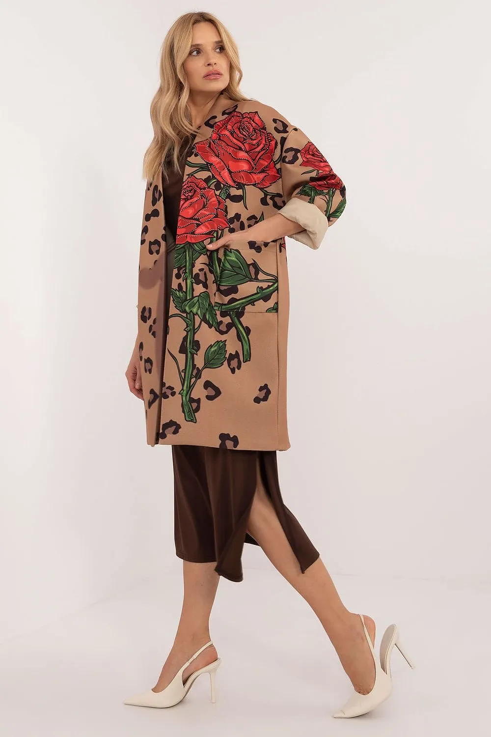 Elegant Stroll Floral Transitional Coat