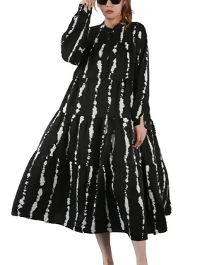 ellazhu Womens Fall Casual Print Long Sleeve Crewneck Dress Loose Blouse GY2786