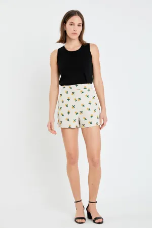 Embroidered Linen Shorts