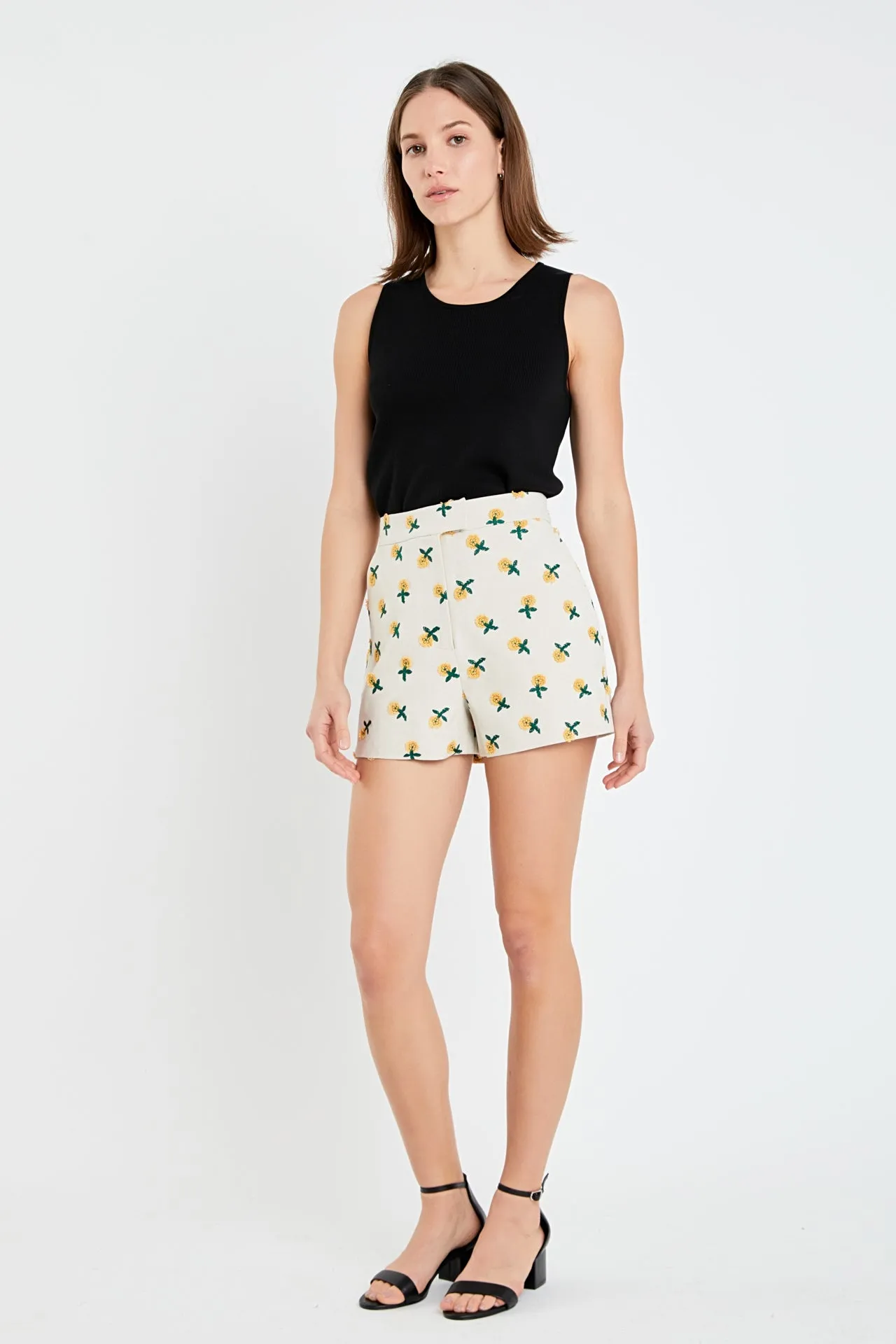Embroidered Linen Shorts
