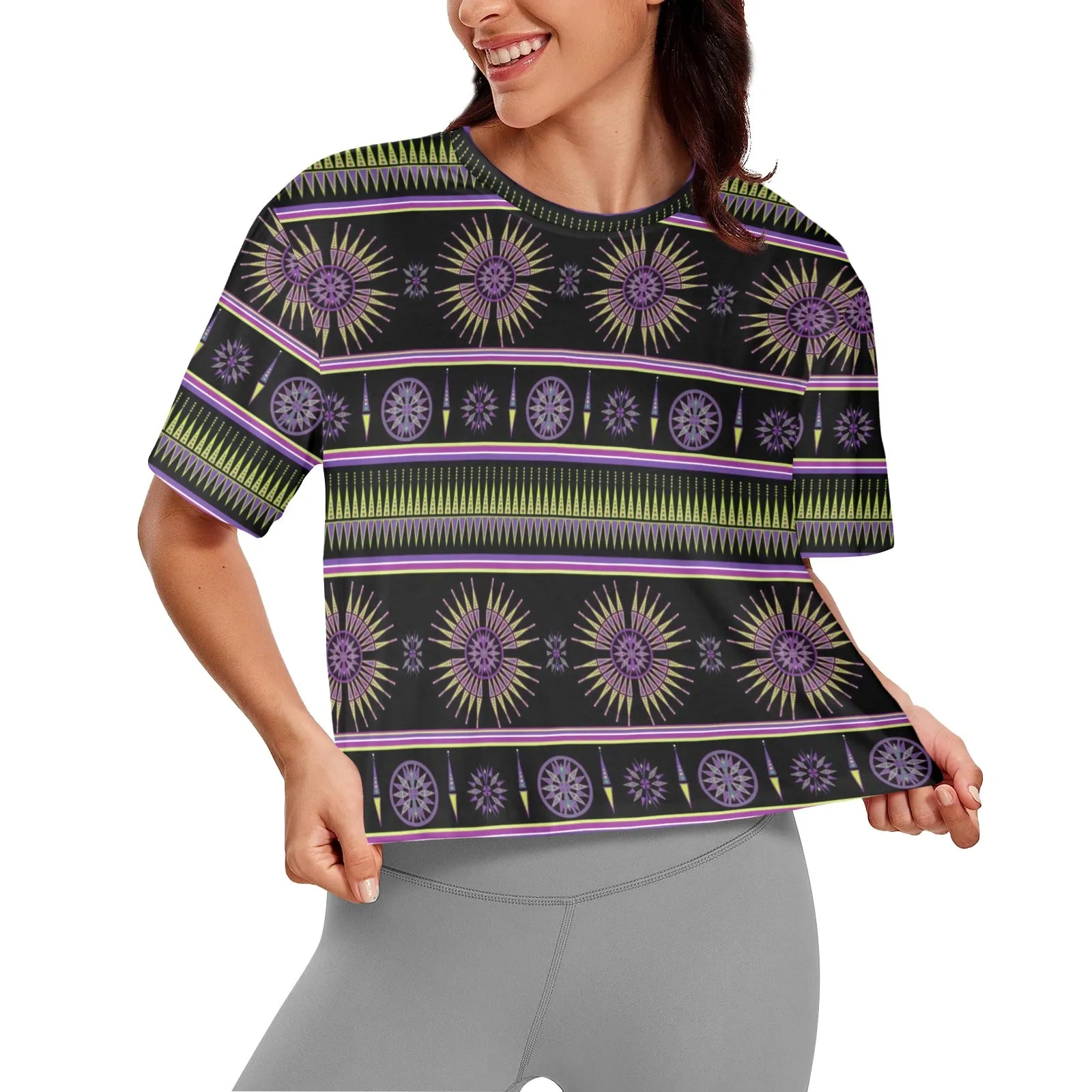 Evening Feather Wheel Women's Cropped T-shirt