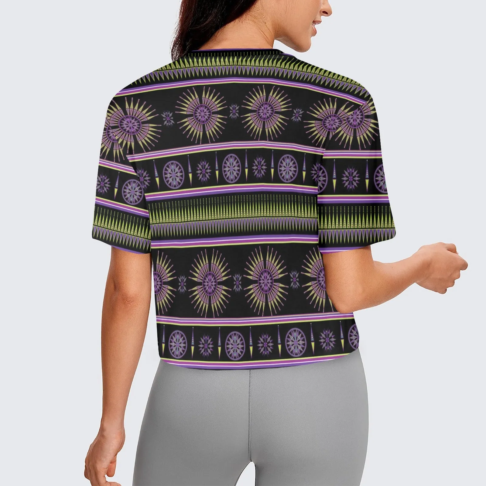 Evening Feather Wheel Women's Cropped T-shirt