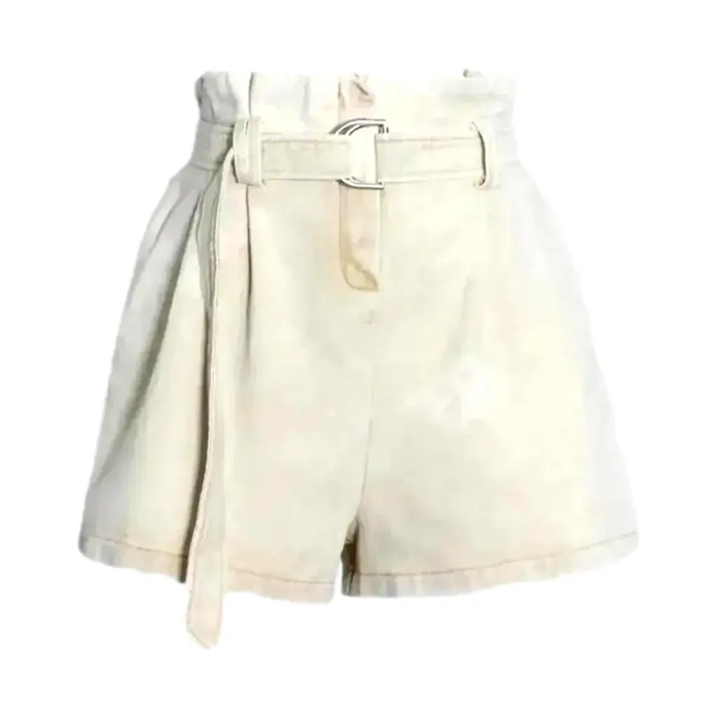 Fashion faded wash wide fit women's jean shorts