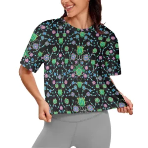 Floral Damask Garden Women's Cropped T-shirt