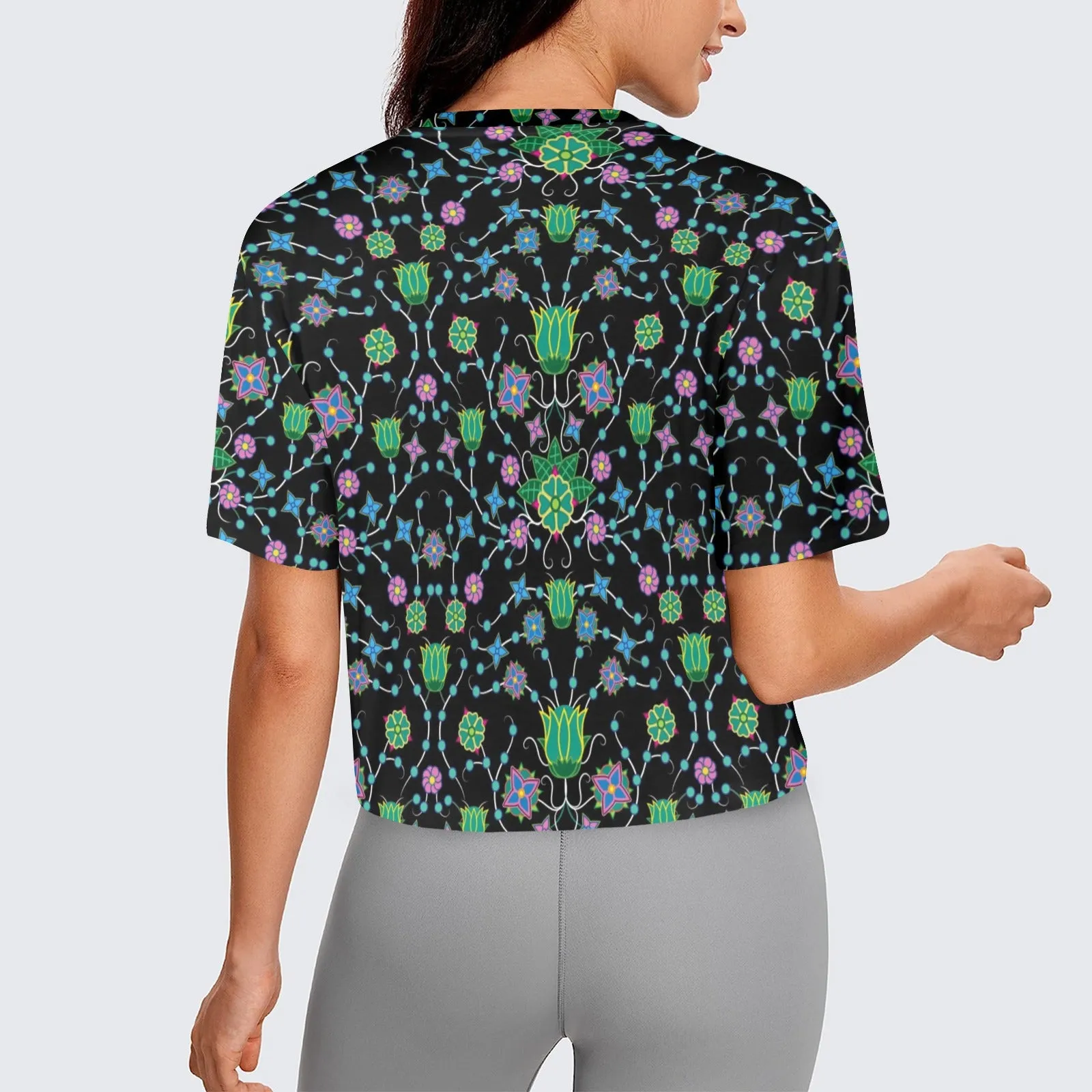 Floral Damask Garden Women's Cropped T-shirt