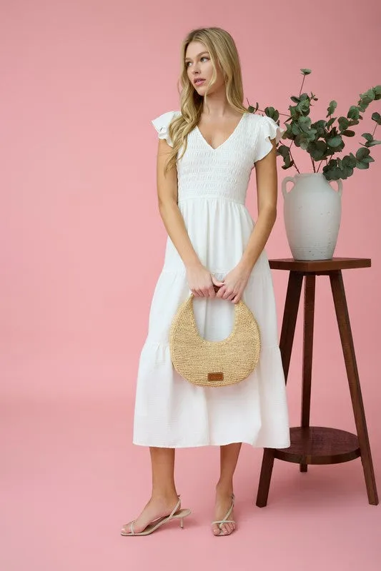 FLUTTER SLEEVE MAXI DRESS