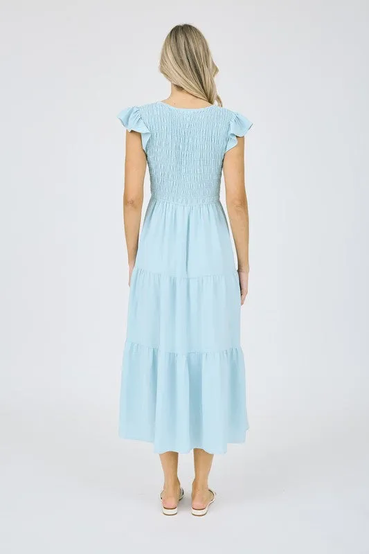 FLUTTER SLEEVE MAXI DRESS