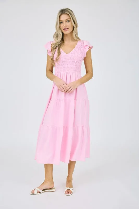 FLUTTER SLEEVE MAXI DRESS