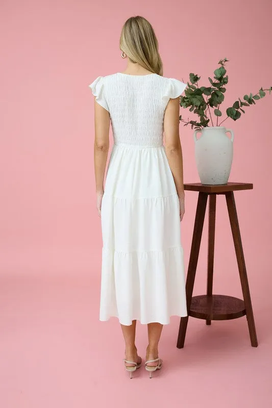 FLUTTER SLEEVE MAXI DRESS