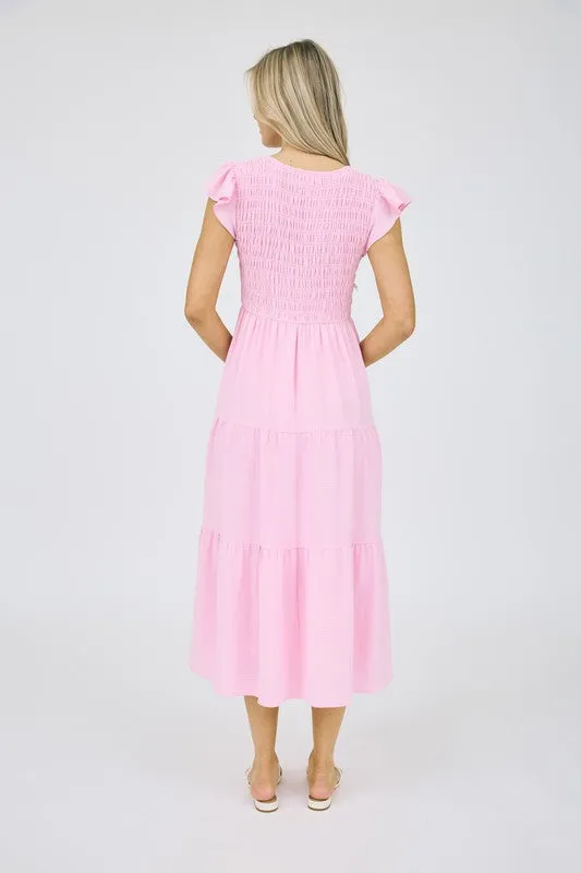 FLUTTER SLEEVE MAXI DRESS