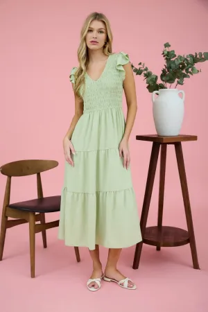 FLUTTER SLEEVE MAXI DRESS