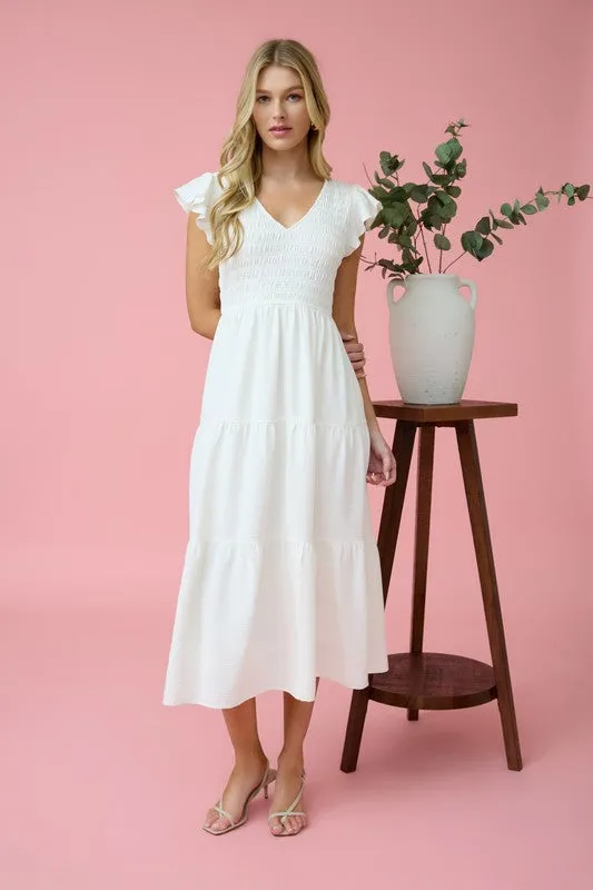 FLUTTER SLEEVE MAXI DRESS