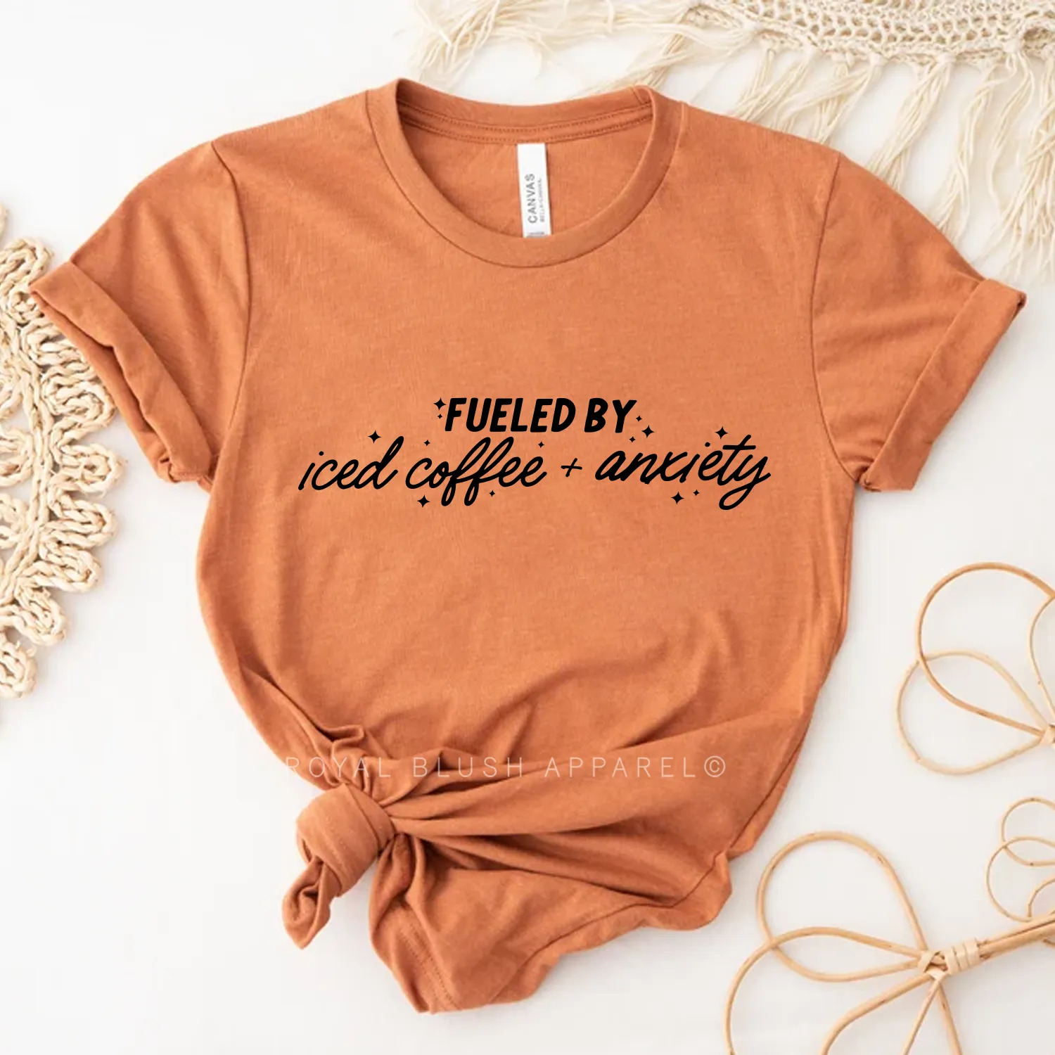 Fueled By Iced Coffee   Anxiety Relaxed Unisex T-shirt