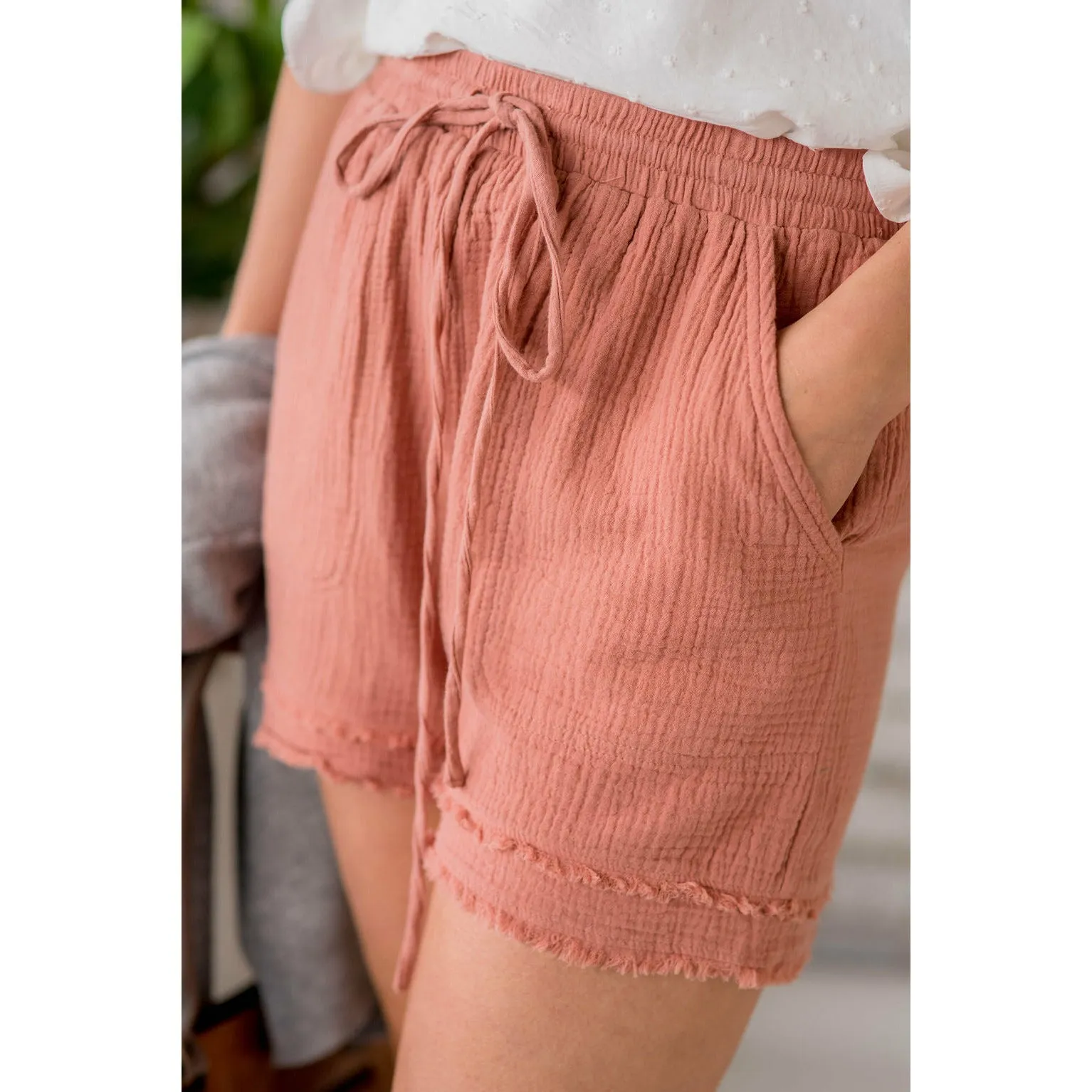 Gauze Dual Fringe Shorts