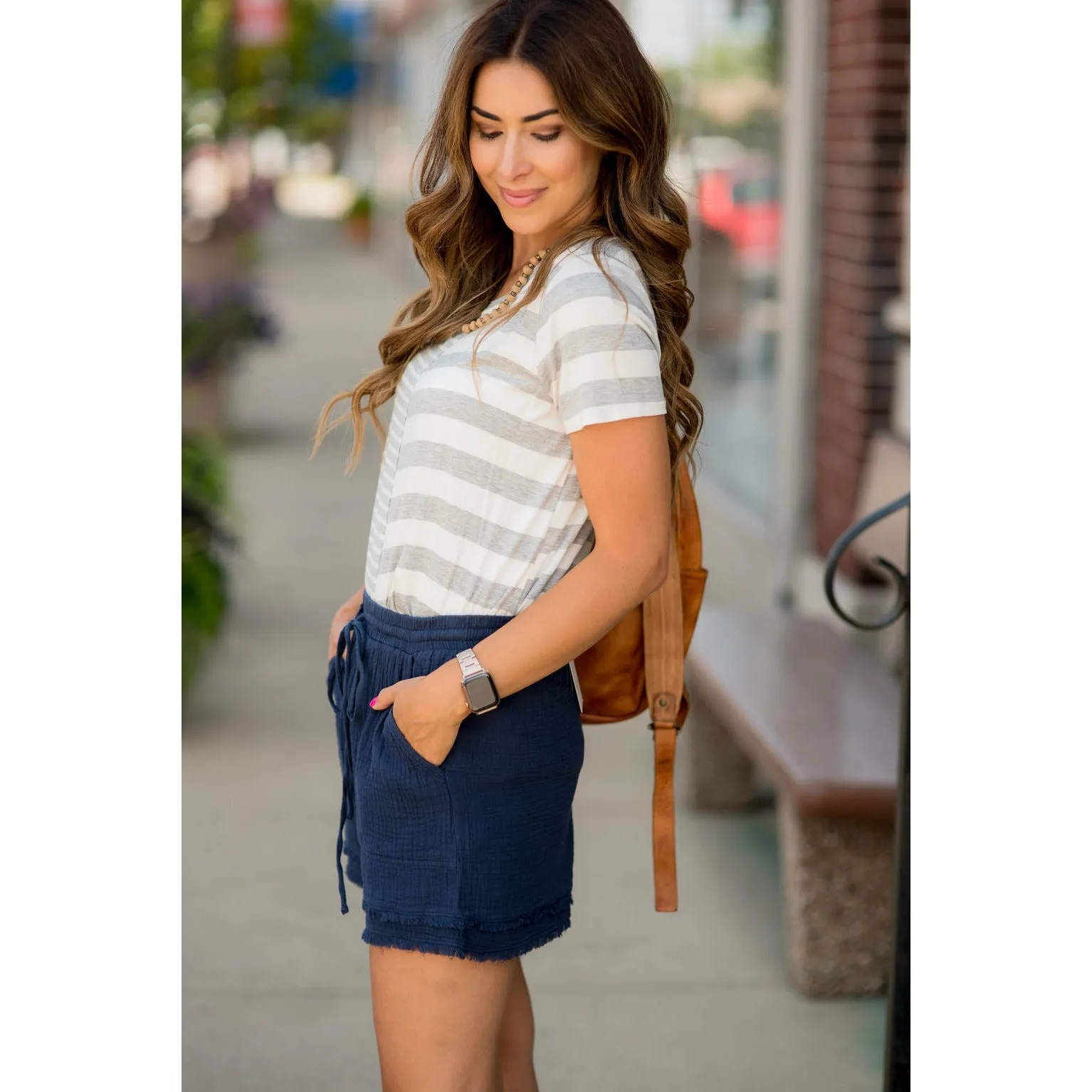 Gauze Dual Fringe Shorts