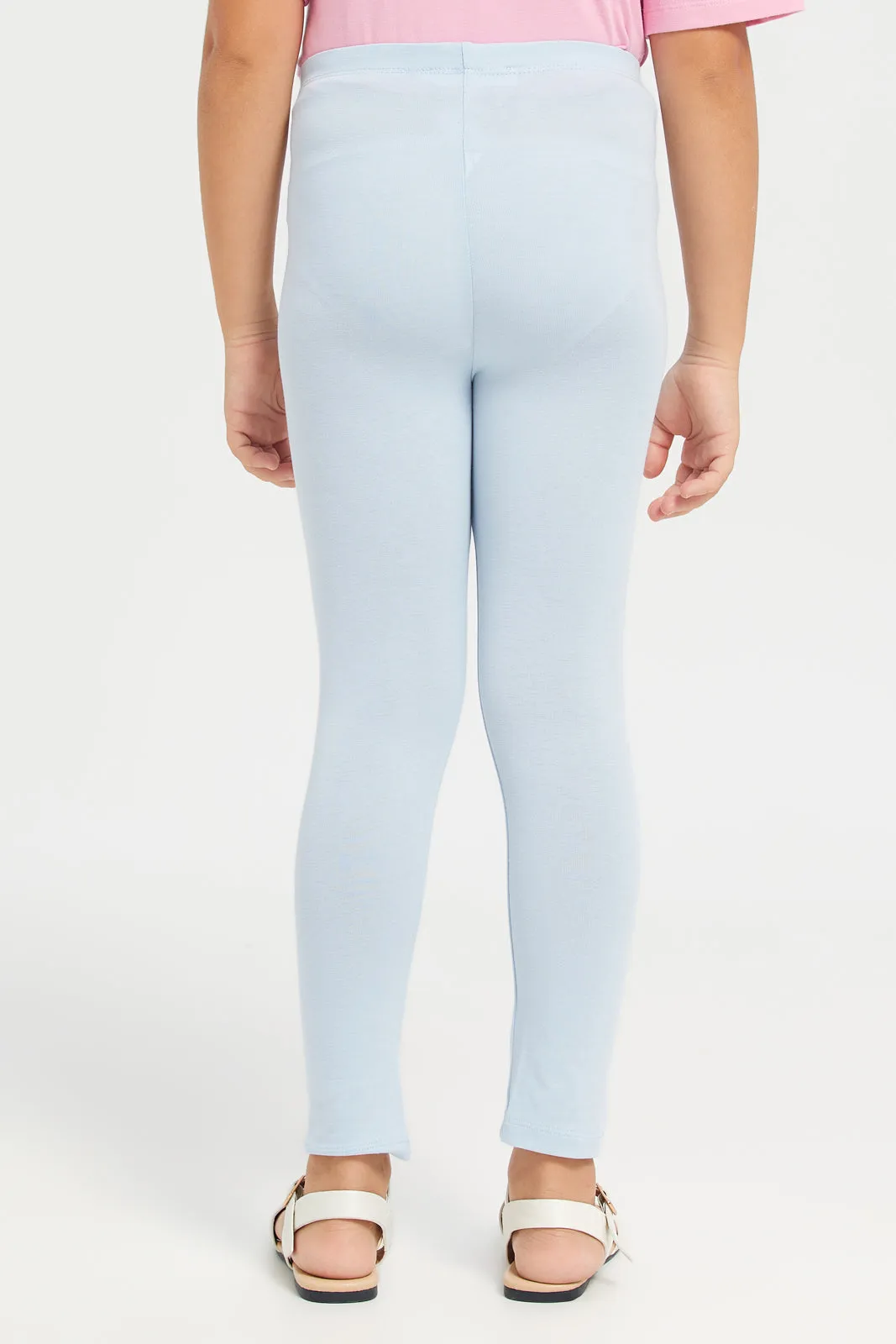 Girls Blue Placement  Print Leggings