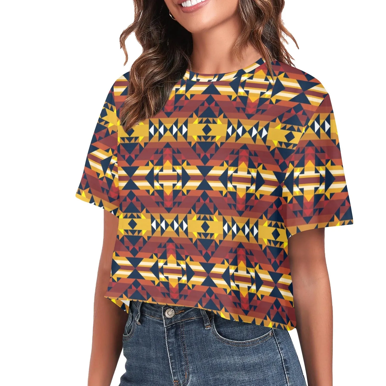 Golden Clouds Women's Cropped T-shirt
