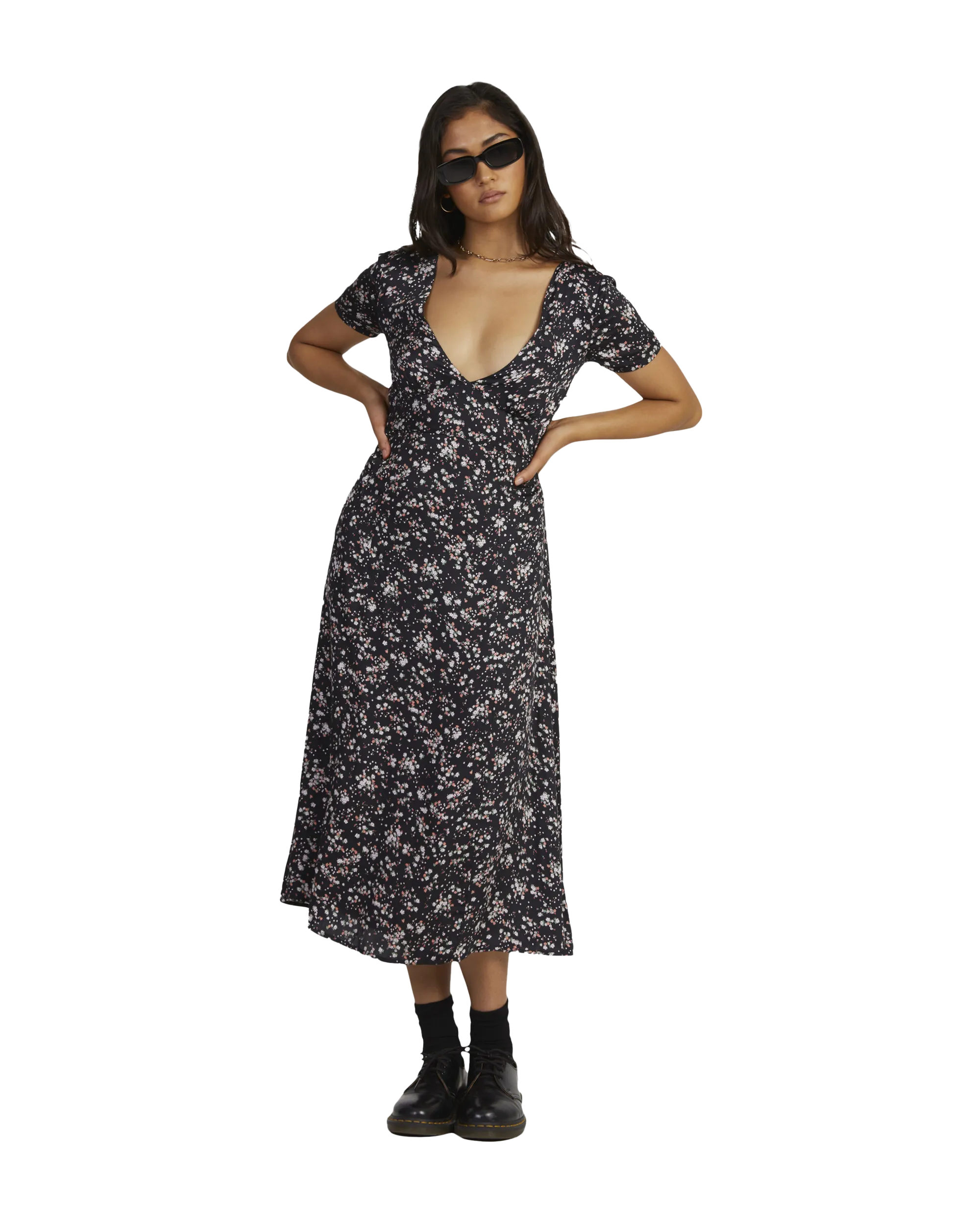 Heaven Sent Midi Dress in RVCA Black