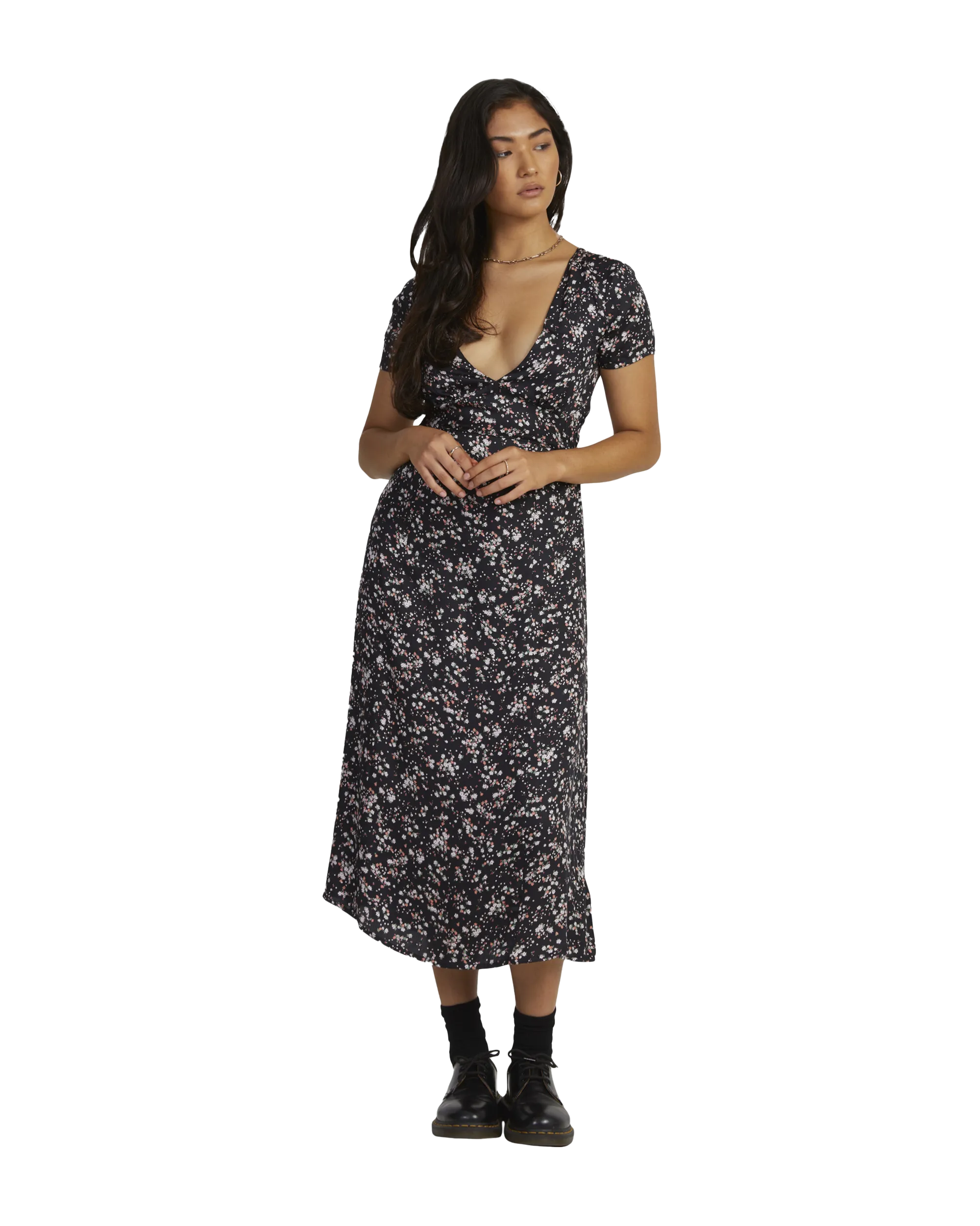 Heaven Sent Midi Dress in RVCA Black