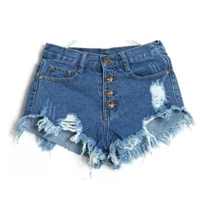 High Waist Ripped Denim Shorts