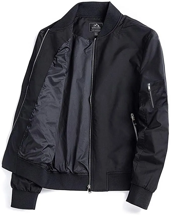 Hisir Homme Men's Jacket-Lightweight Casual Spring Fall Thin Bomber Zip Pockets Coat Outwear