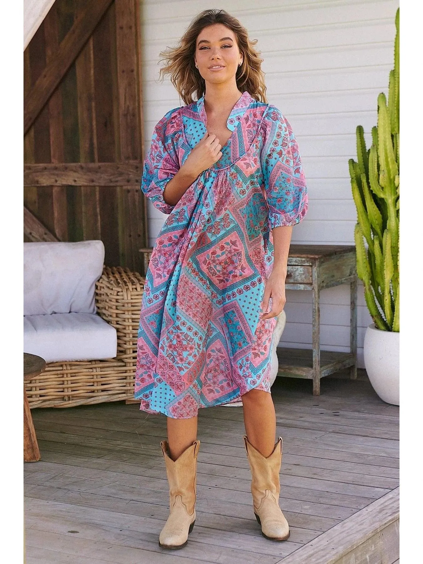 JAASE PLUS Luana Print Bohemian Midi Dress