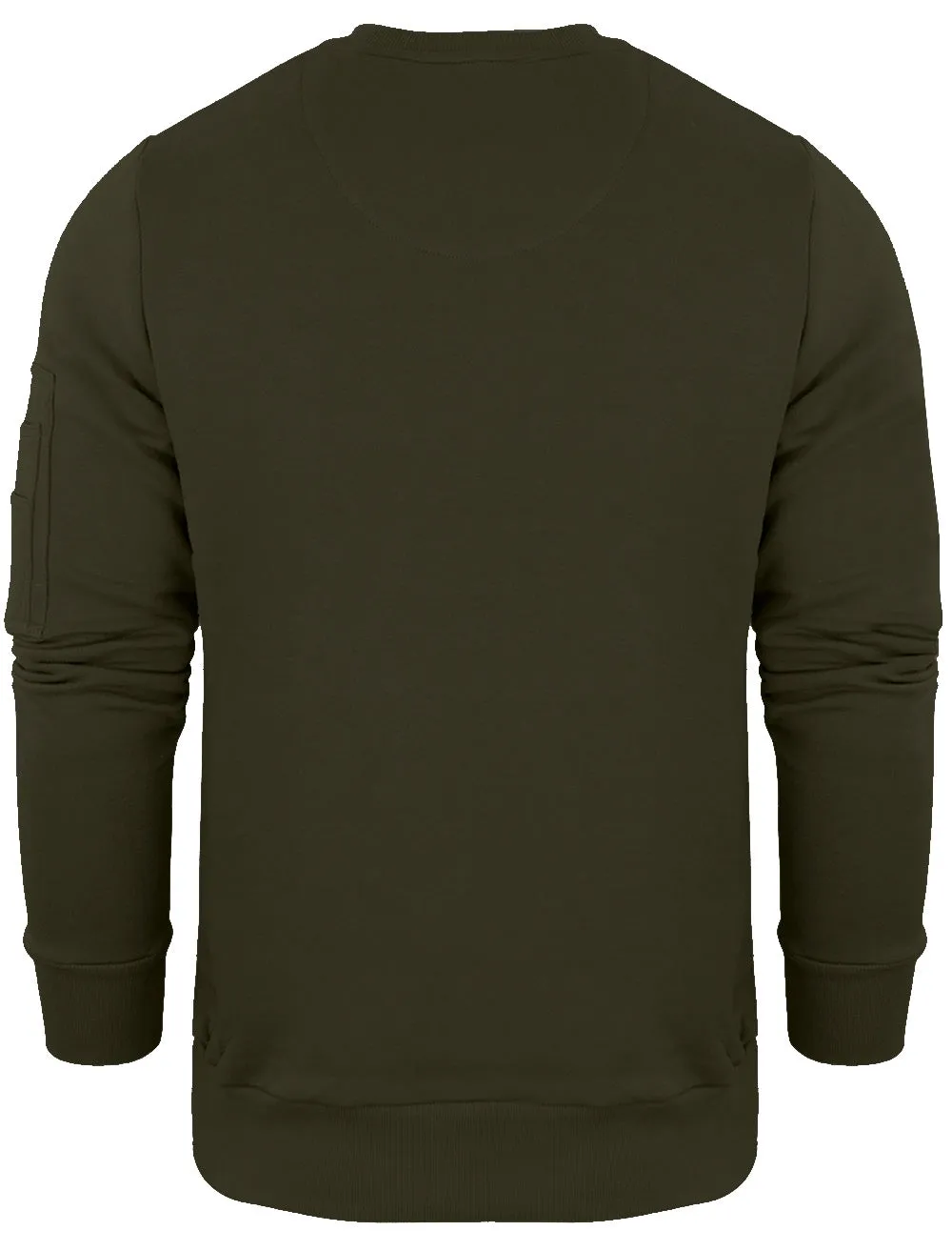 JacobB Crew Neck Sweatshirt with Zip Sleeve Pocket in Khaki