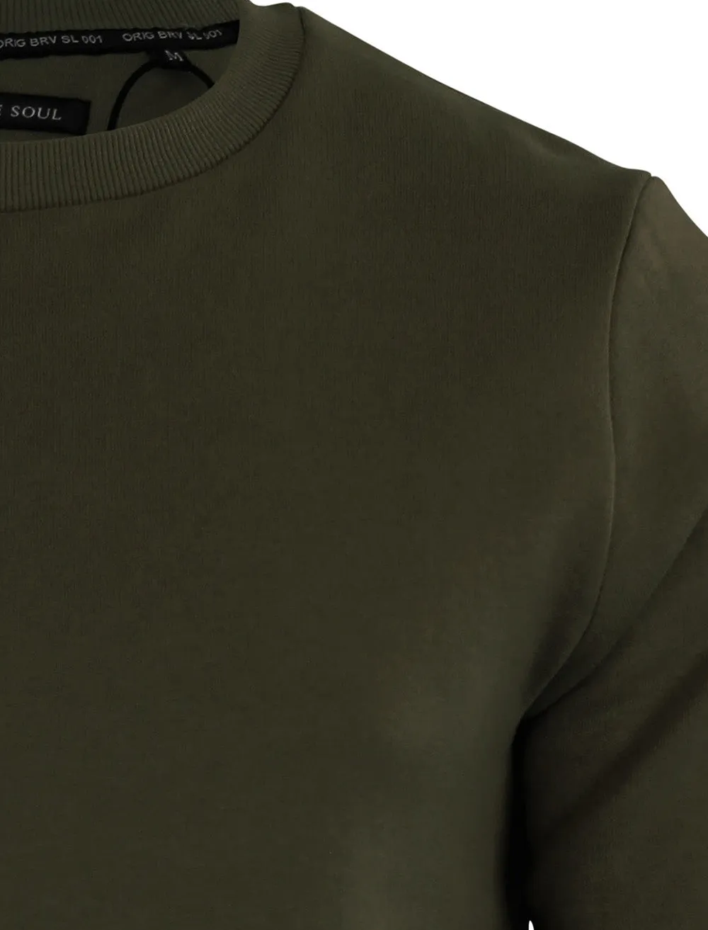 JacobB Crew Neck Sweatshirt with Zip Sleeve Pocket in Khaki
