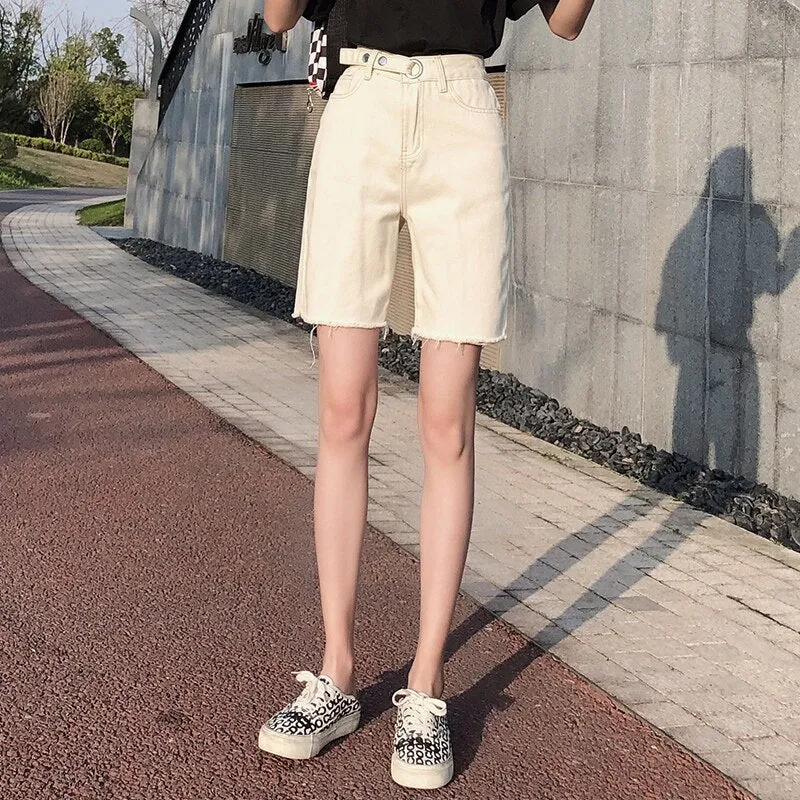 Joskaa Syiiwidii Bermuda Jean Shorts Women Summer Denim Short Blue Casual High Waist Shorts Streetwear Fashion 2024 Black Jeans