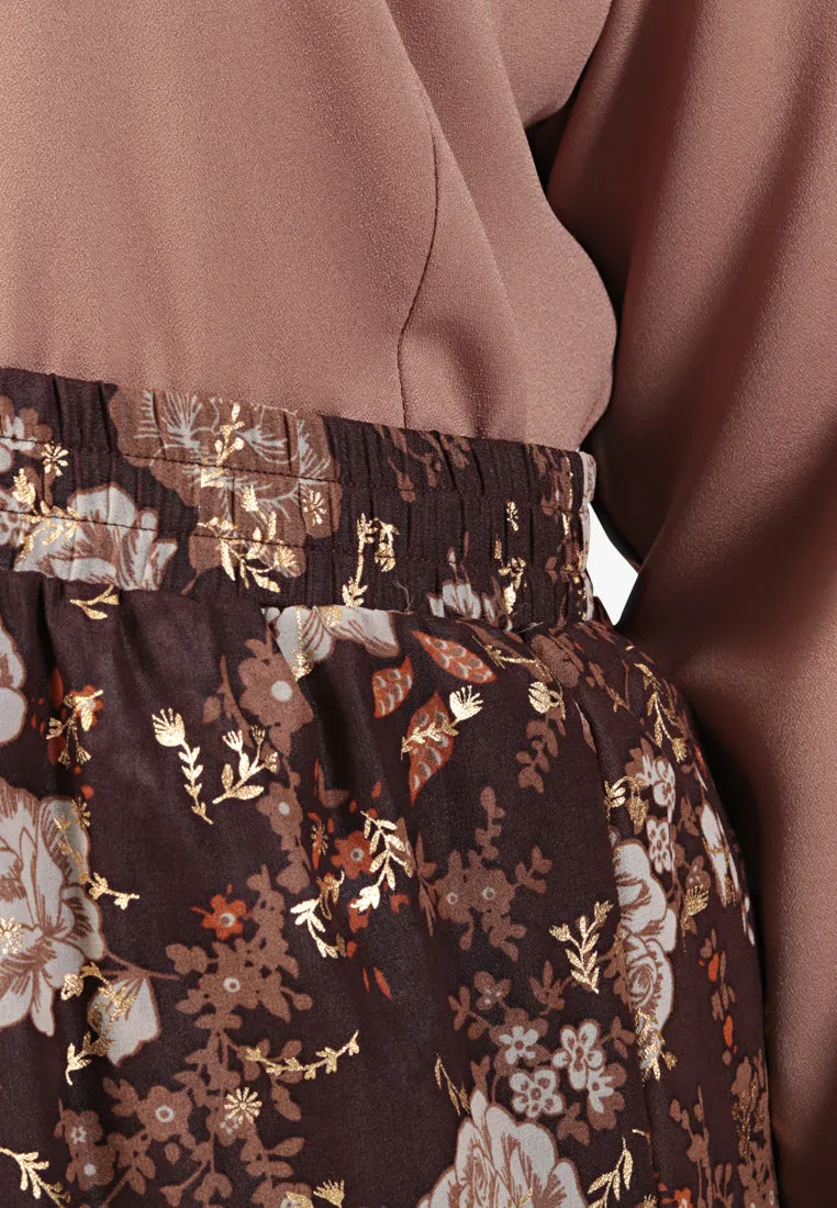 Kaneeza Raya Printed Hemming Kebaya Set - Black