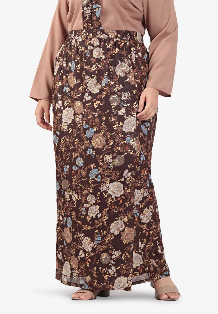 Kaneeza Raya Printed Hemming Kebaya Set - Black