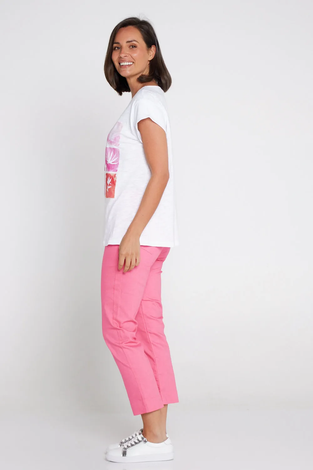 Keylines Slub Boatneck Tee - Watermelon Blooms