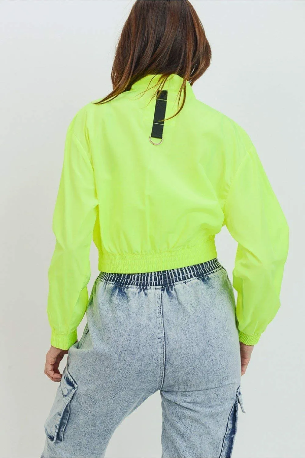 Khanomak Women's Juniors Casual Flap Patch Windbreaker Jacket