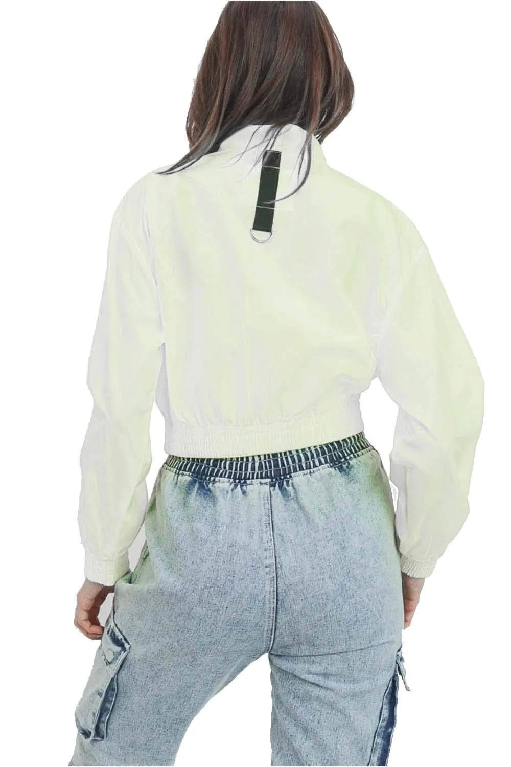 Khanomak Women's Juniors Casual Flap Patch Windbreaker Jacket