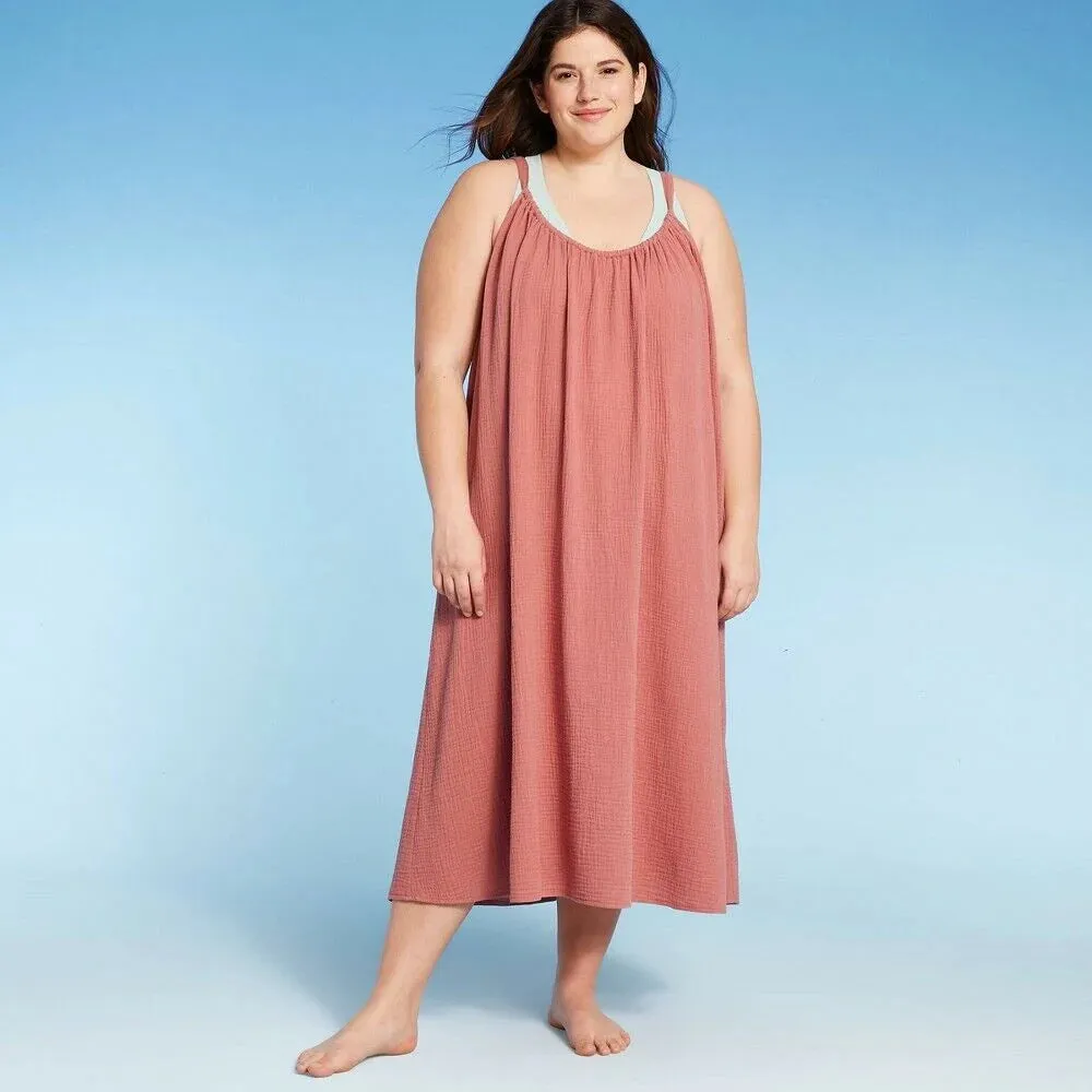 Kona Sol Women's Plus Size Midi Cover Up Dress (3X/4X) (24W-30W)
