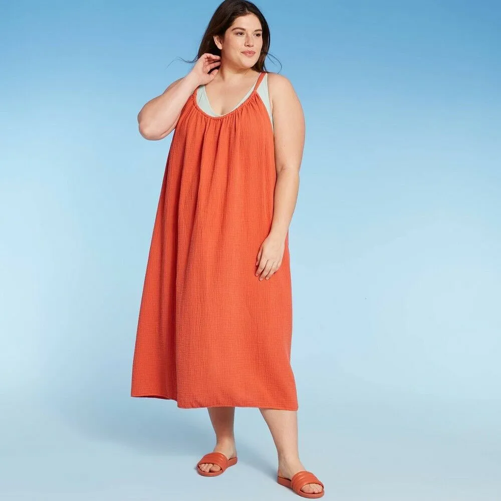 Kona Sol Women's Plus Size Midi Cover Up Dress (3X/4X) (24W-30W)