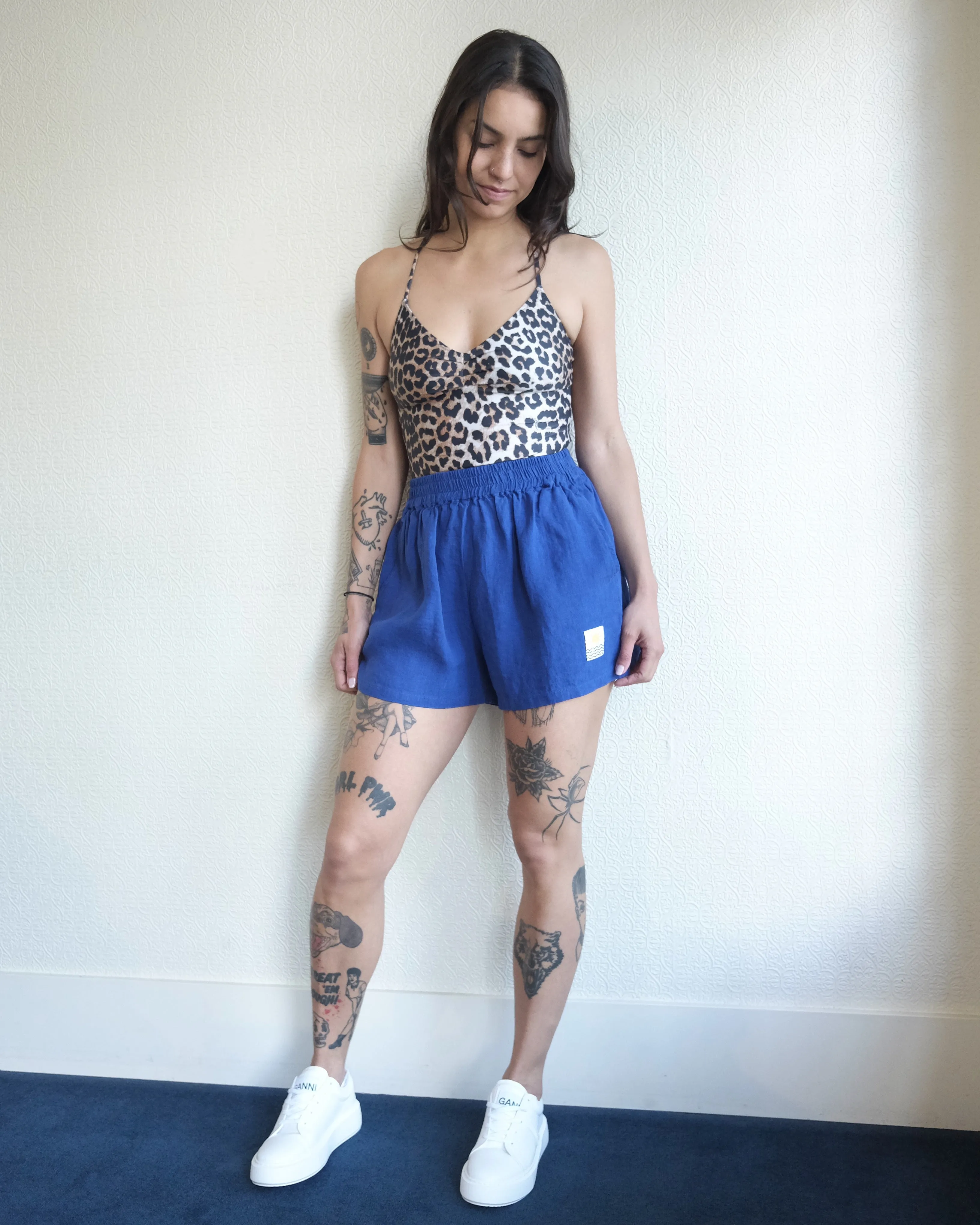 Linen Shorts, Cobalt Blue