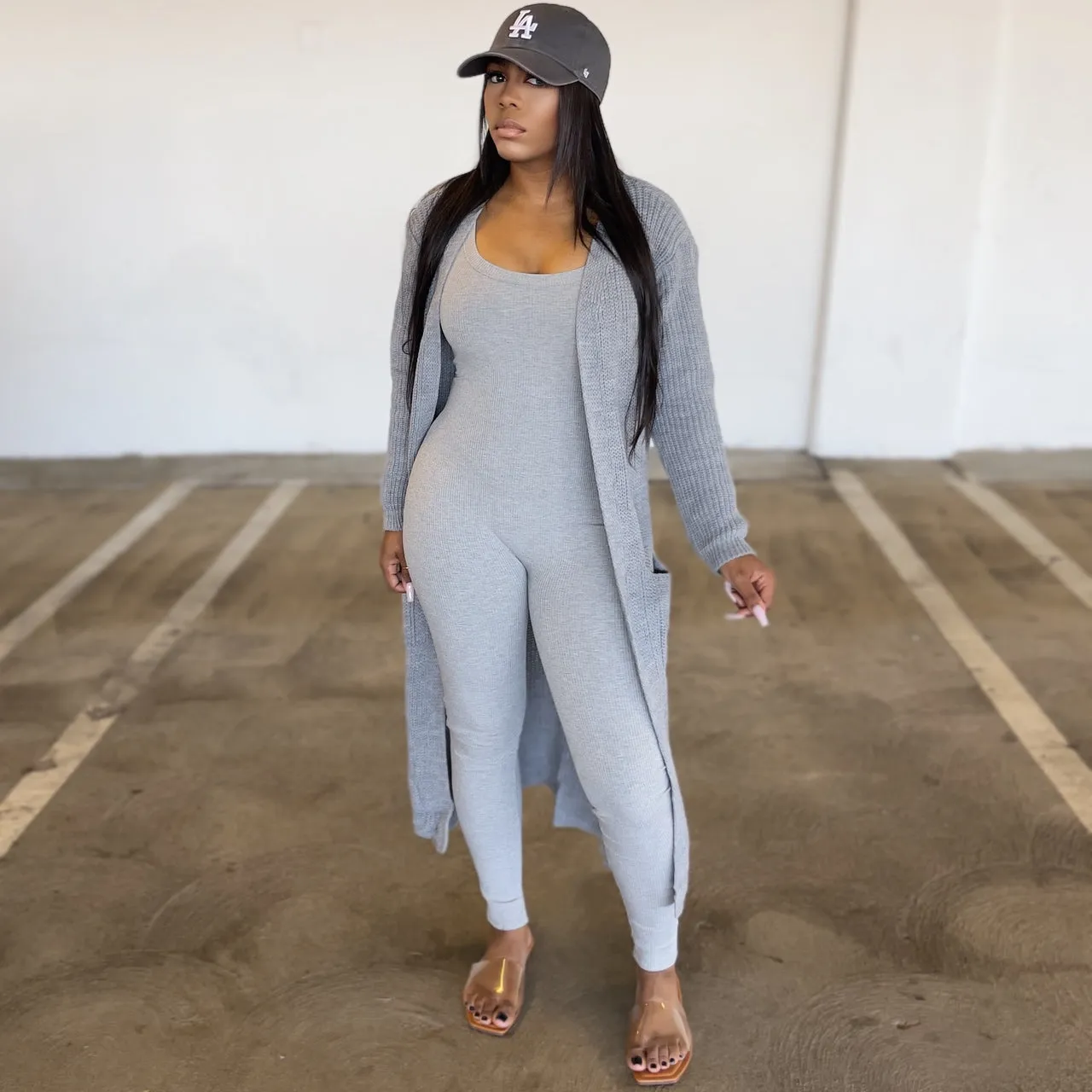 Long Knit Cardigan | Heather Gray
