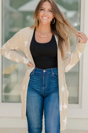 Make A Difference Taupe Brown Star Cardigan