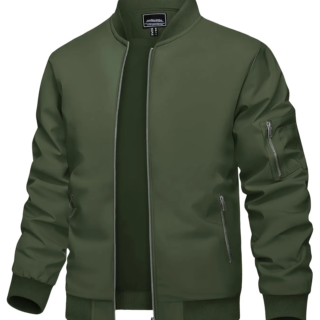 Men's Casual Bomber Jacket, Lightweight Windbreaker with Pockets