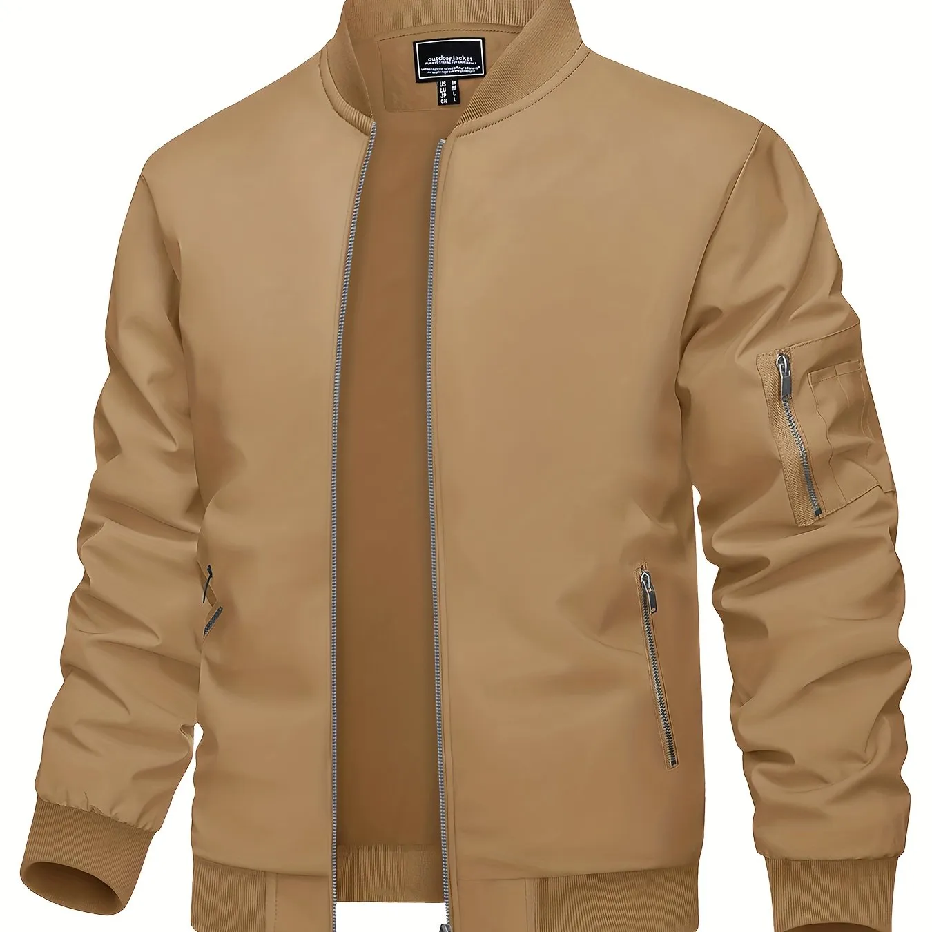 Men's Casual Bomber Jacket, Lightweight Windbreaker with Pockets