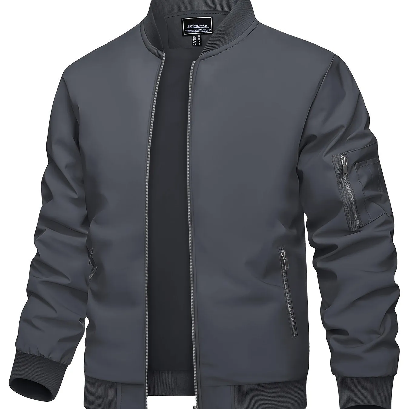 Men's Casual Bomber Jacket, Lightweight Windbreaker with Pockets