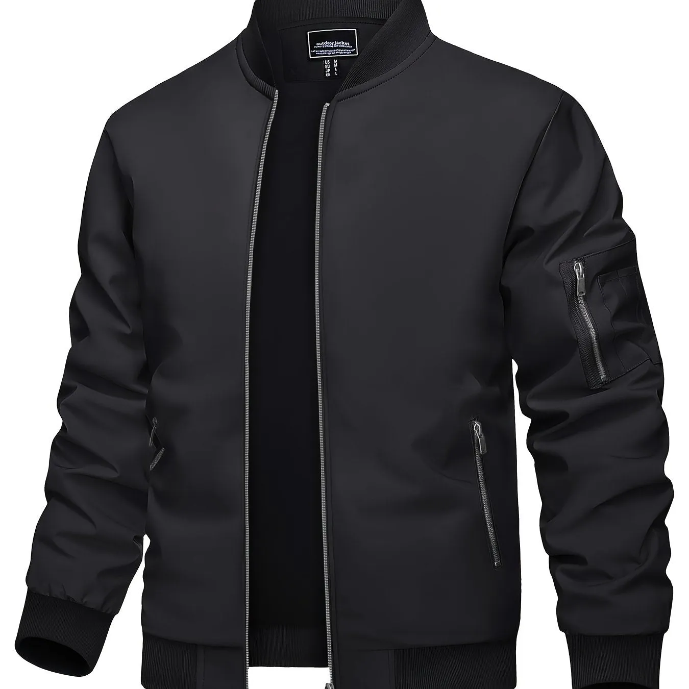 Men's Casual Bomber Jacket, Lightweight Windbreaker with Pockets