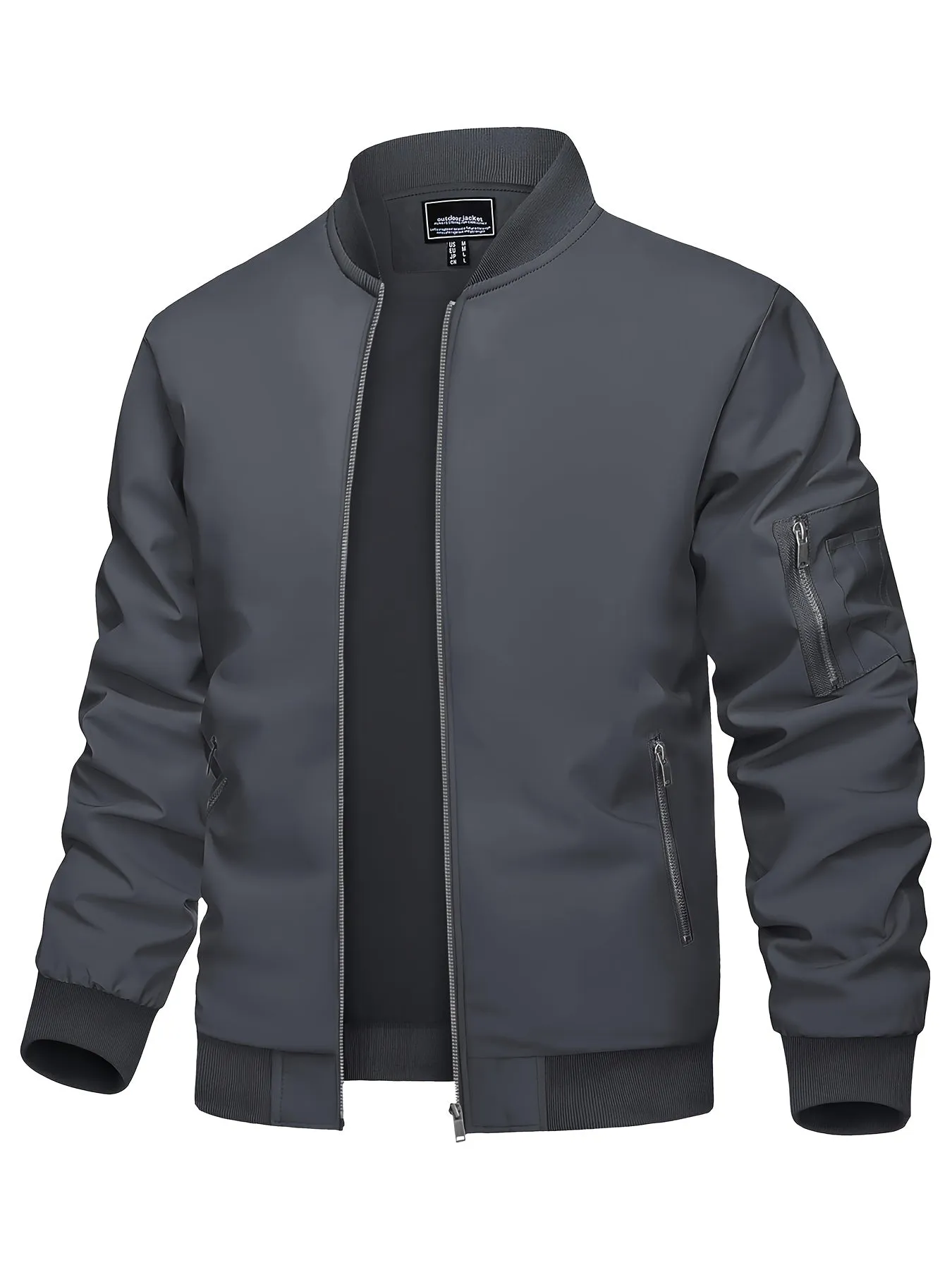 Men's Casual Bomber Jacket, Lightweight Windbreaker with Pockets