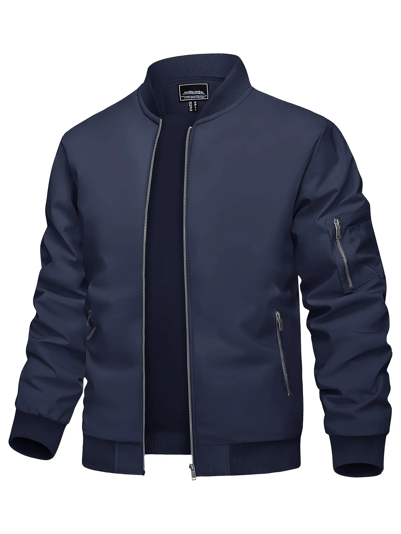 Men's Casual Bomber Jacket, Lightweight Windbreaker with Pockets