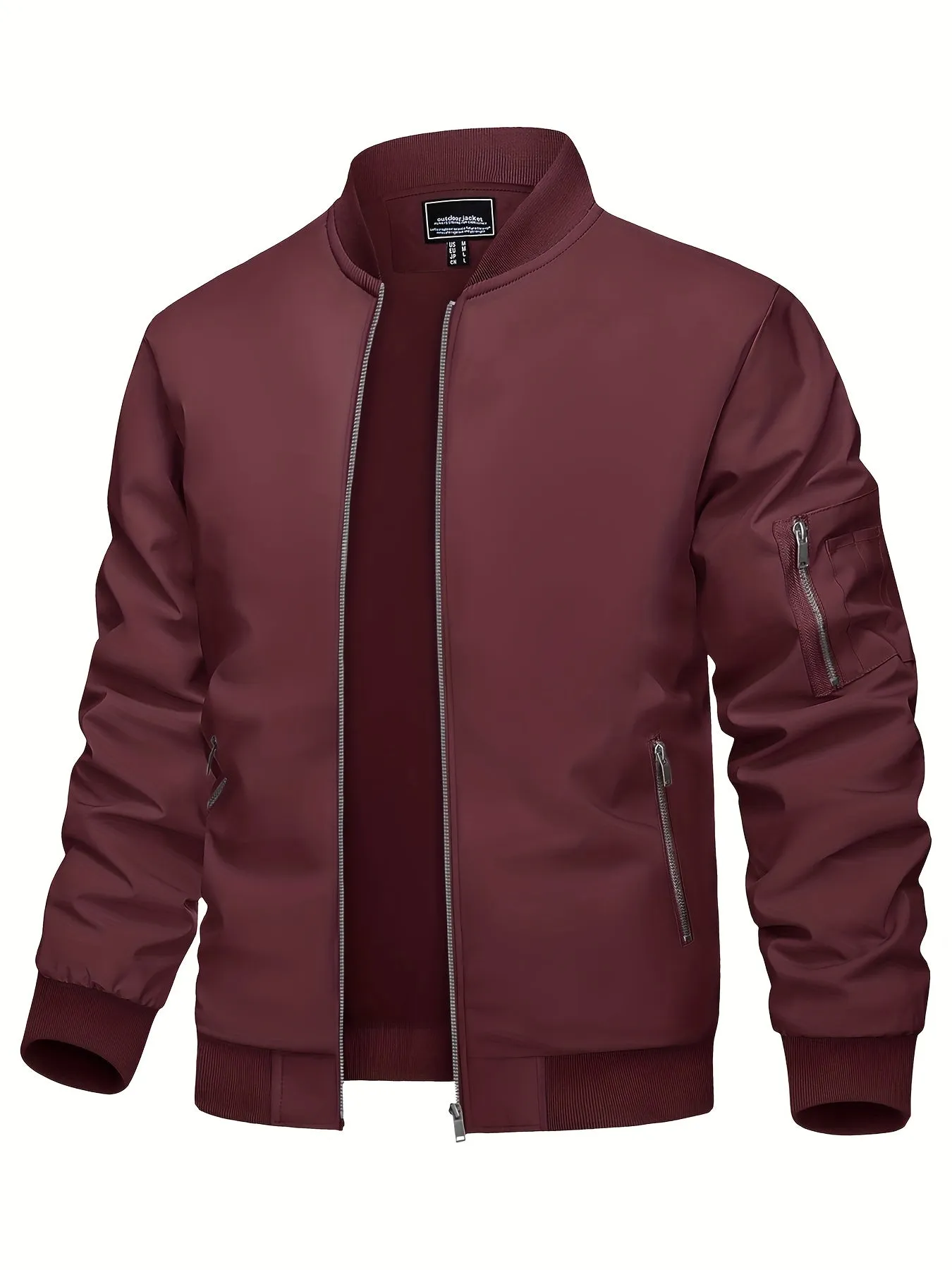 Men's Casual Bomber Jacket, Lightweight Windbreaker with Pockets