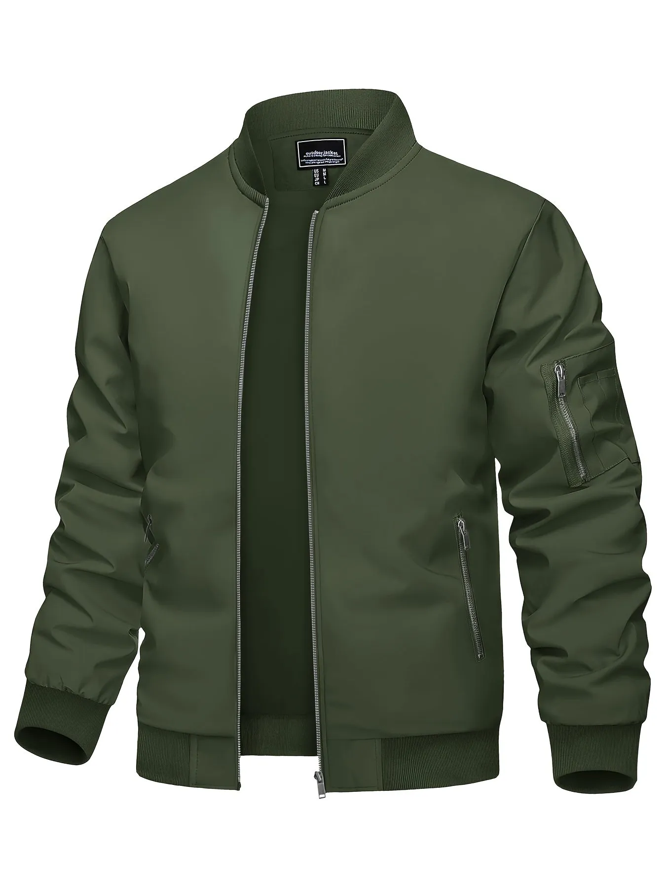 Men's Casual Bomber Jacket, Lightweight Windbreaker with Pockets