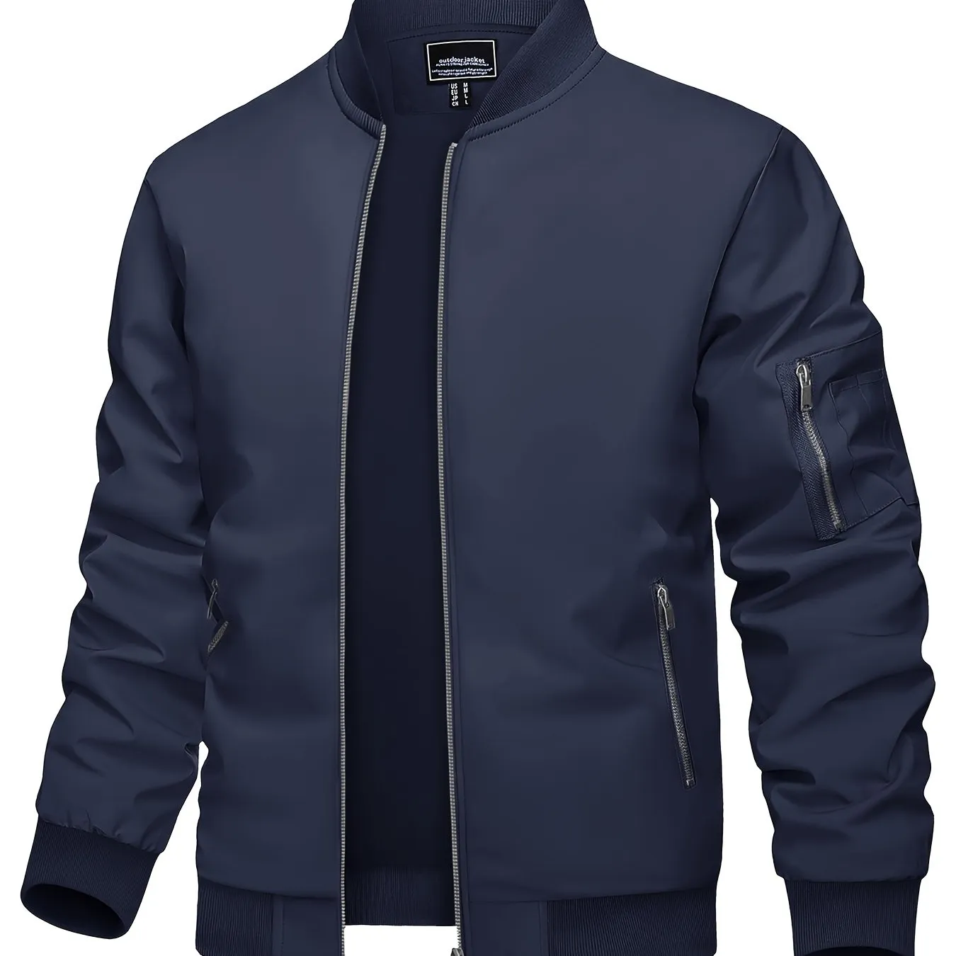 Men's Casual Bomber Jacket, Lightweight Windbreaker with Pockets