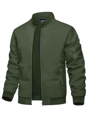 Men's Casual Bomber Jacket, Lightweight Windbreaker with Pockets
