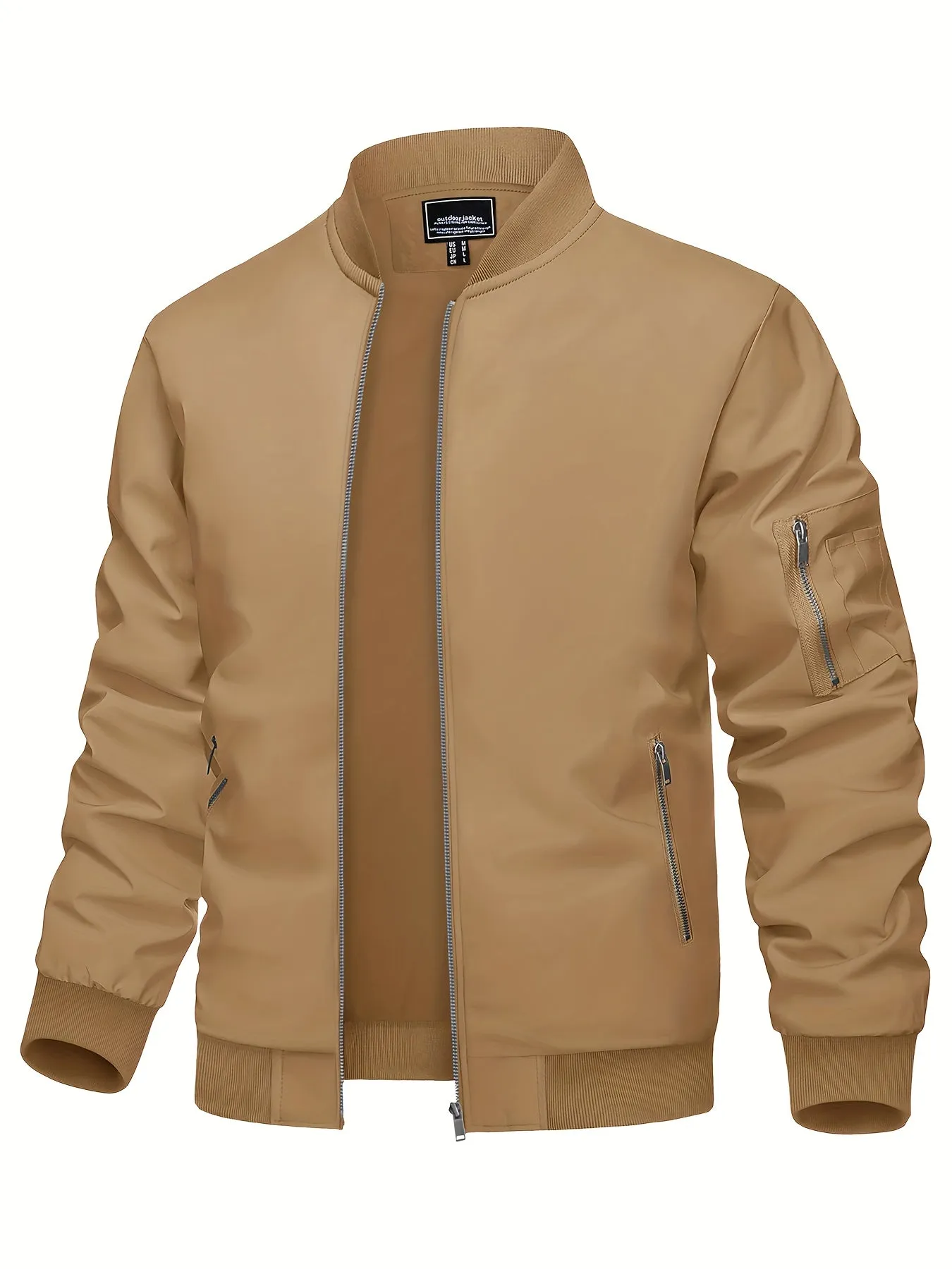 Men's Casual Bomber Jacket, Lightweight Windbreaker with Pockets